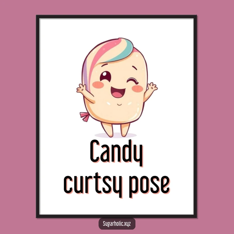 Funny Candy Curtsy Poster: Smiling Treat Art, Perfect Funny Gift for Elegant Spaces