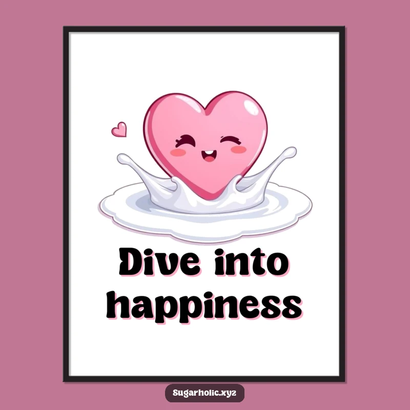 Funny Candy Heart Splash Poster: Sweet Wall Decor