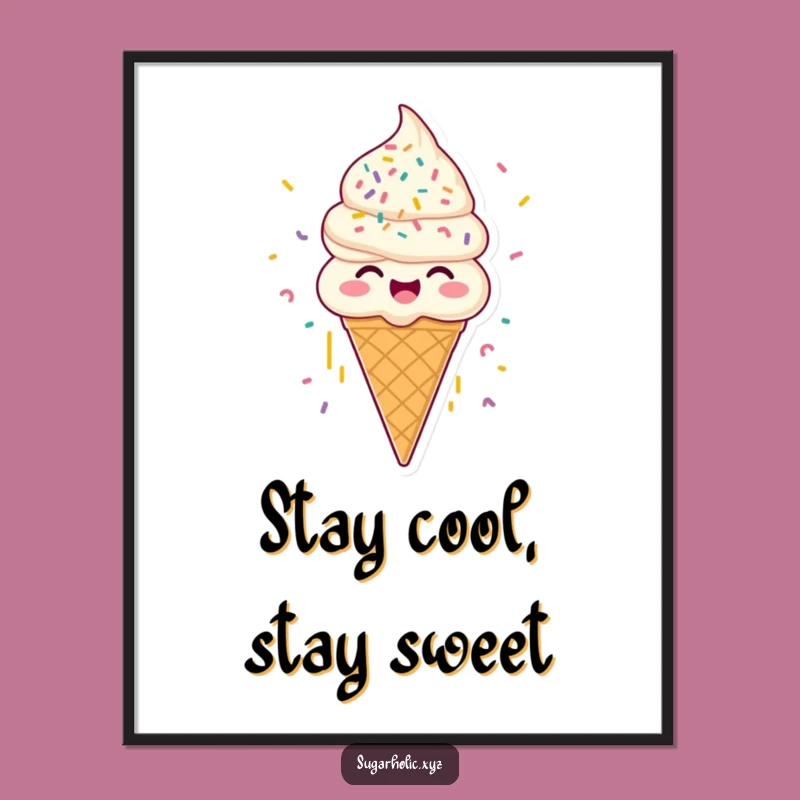 Funny Ice Cream Cone Poster - Sprinkle Your Walls with Hilarious Sweetness!