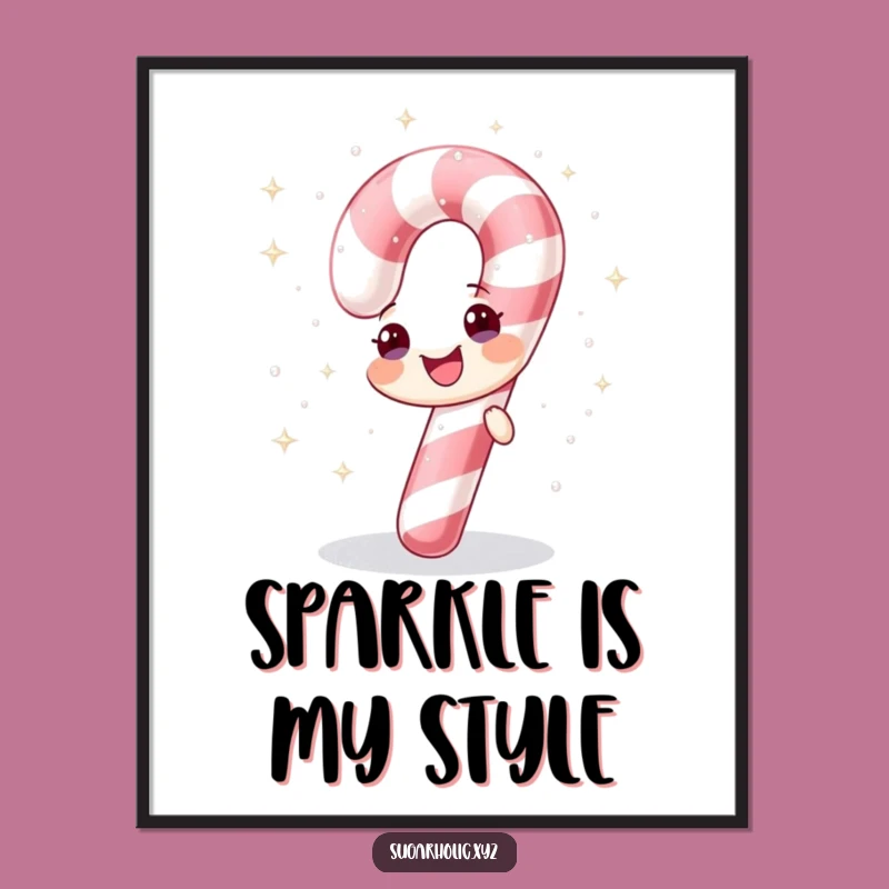 Funny Sparkle Candy Cane Poster - Festive Wall Art Gift!
