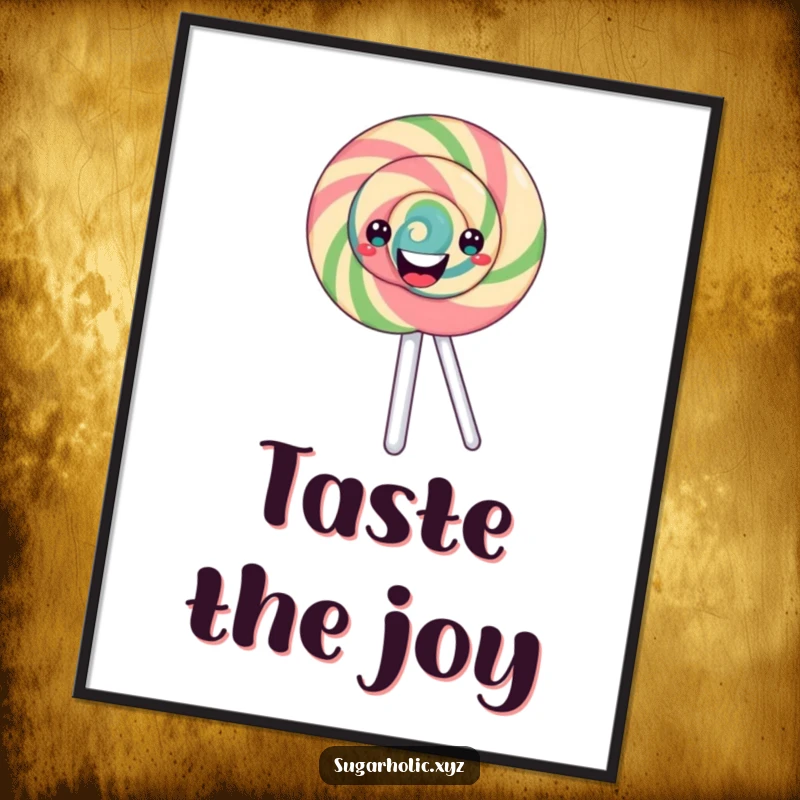 Funny Poster: A happy, swirling lollipop spinning around, bringing a sense of joy and vibrant energy to any space.