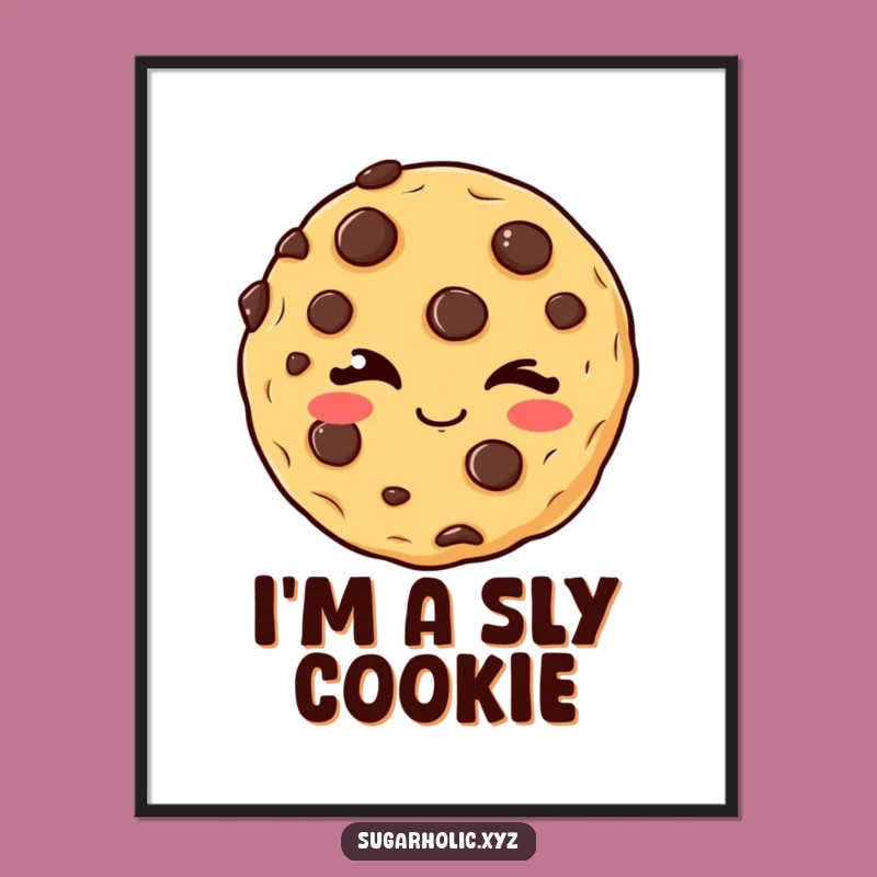 Funny Winking Cookie Poster: Mischievous Wall Art, Chocolate Chip Charm, Wonderful Funny Gift Decor