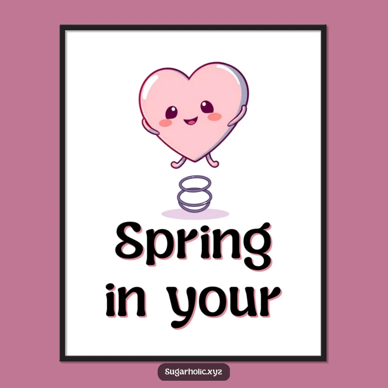 Funny Candy Heart Spring Art Poster: Bounce Joy onto Your Walls!