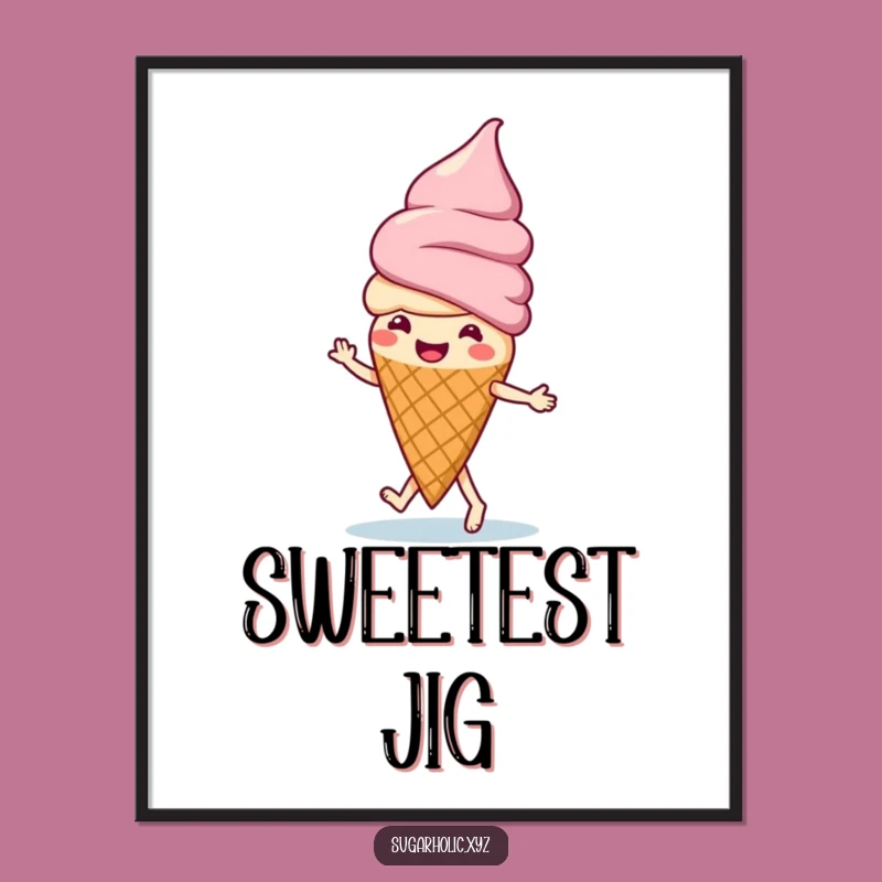 Funny Ice Cream Jig Poster - Playful Cone Dancer Wall Art Gift