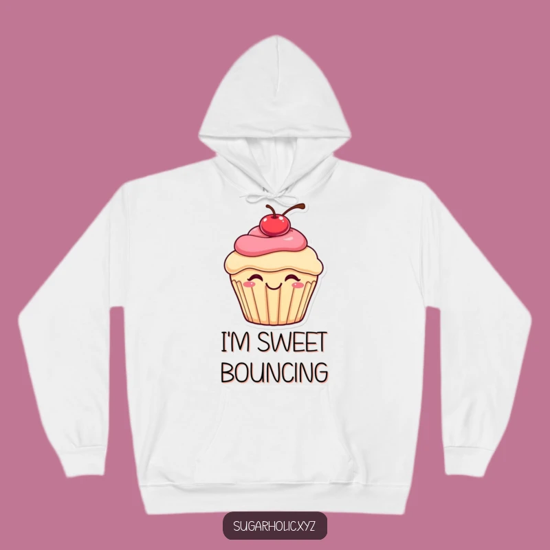 Funny Bouncing Cupcake Hoodie: Cozy Comfort, Sweet Cherry Topping, Fantastic Funny Gift for Foodies