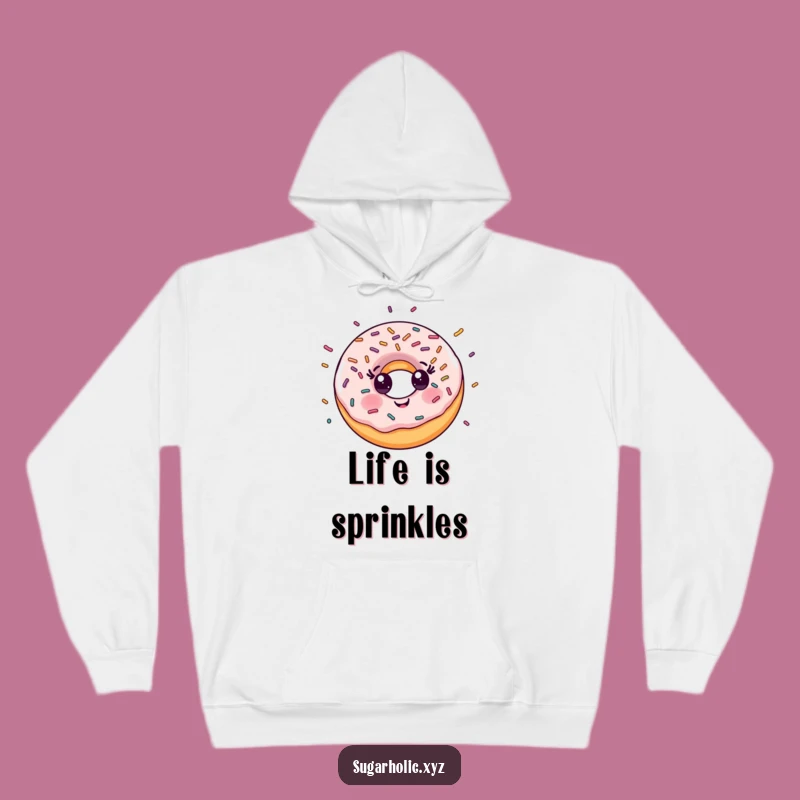 Funny Donut Sprinkle Hoodie: Cozy Sprinkles, Smiling Character, Great Funny Gift