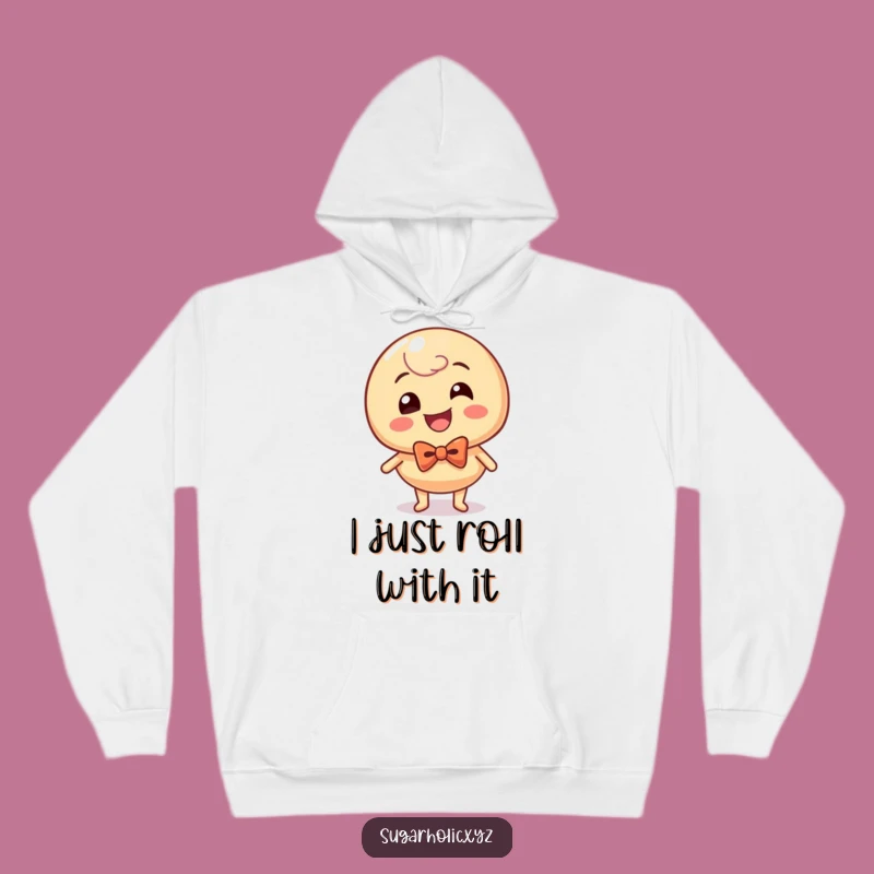 Funny Giggling Caramel Candy Hoodie: Cozy Glee and Bow Tie Charm