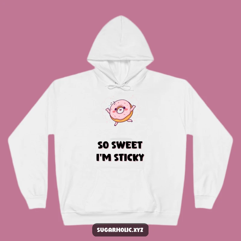 Cozy Funny Giggling Donut Powder Jump Hoodie - Warm Your Soul with Laughter