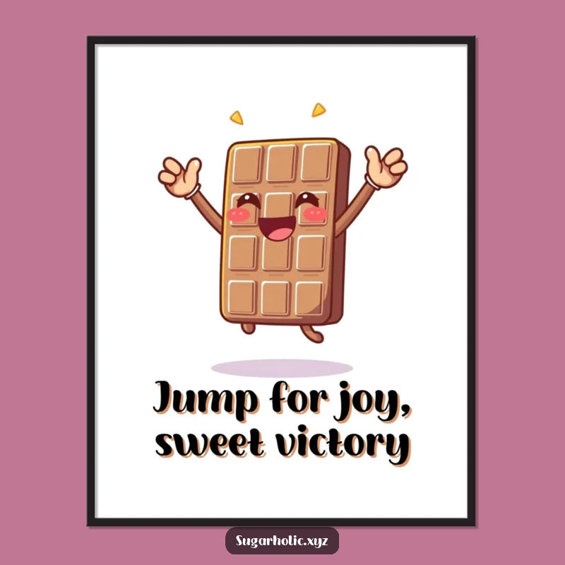 Free Printable Chocolate Art: Celebratory Jump, Humorous Wall Decor Downloadable