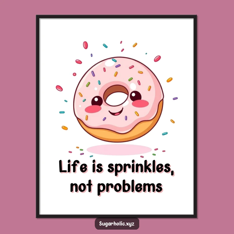 Free Printable Wall Art: Giddy Doughnut - Sprinkly Decor Downloadable Gift!