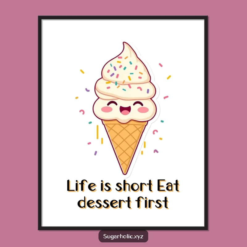 Free Printable Wall Art: Ice Cream Cone Fun - Sprinkly Decor Downloadable Gift