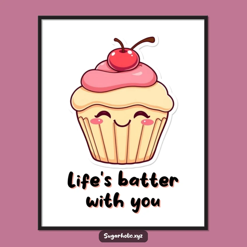 Funny Free Printable Wall Art: Bouncing Cupcake Downloadable Art Gift