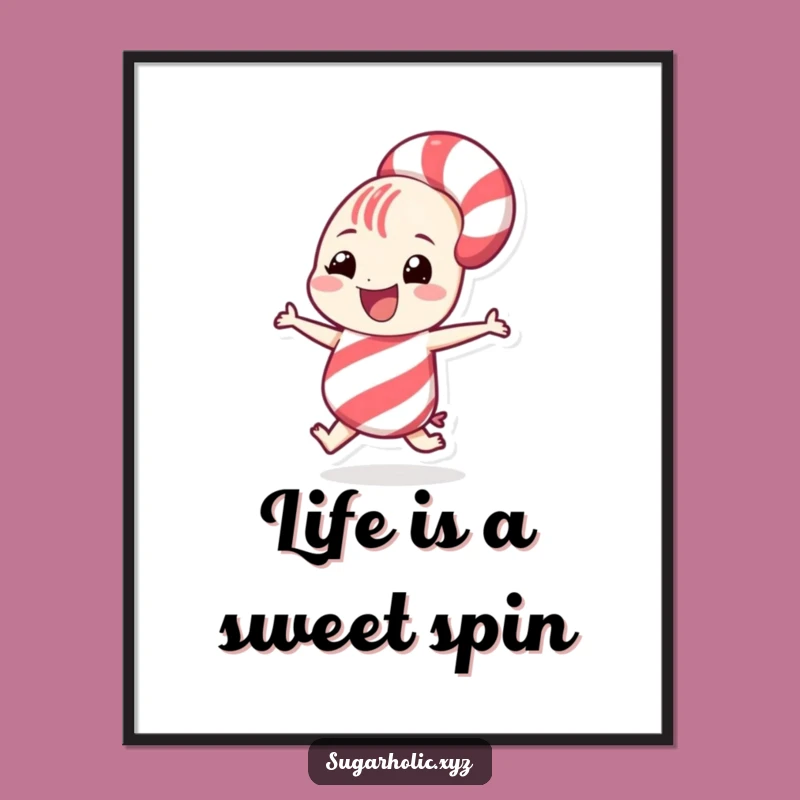 Funny Free Printable Wall Art: Candy Cane Spin - Quirky Downloadable Decor