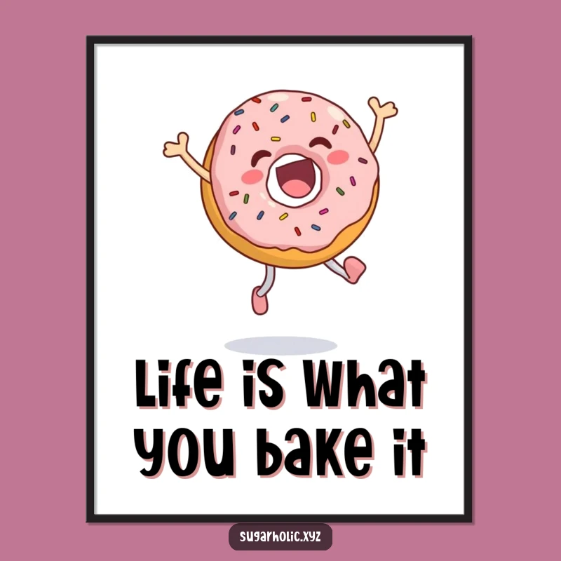 Funny Free Printable Wall Art: Joyful Donut Downloadable Art Gift