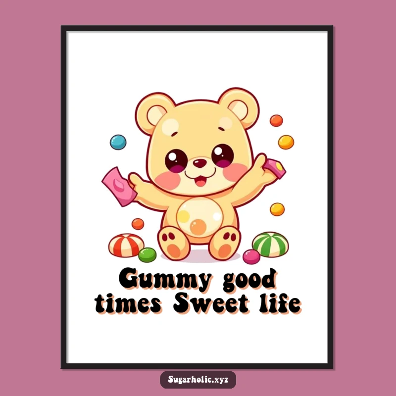 Free Printable Gummy Bear Juggling Art - Funny Downloadable Gift for Sweet Decor