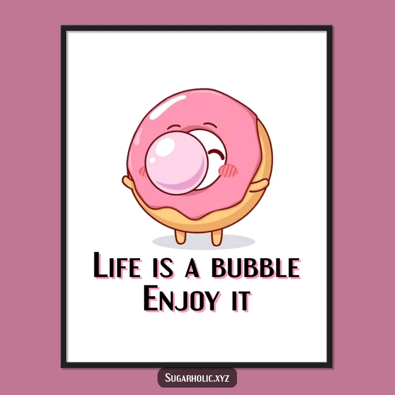 Free Printable Wall Art: Bubbly Donut's Giant Gum Bubble - Funny Downloadable Art!