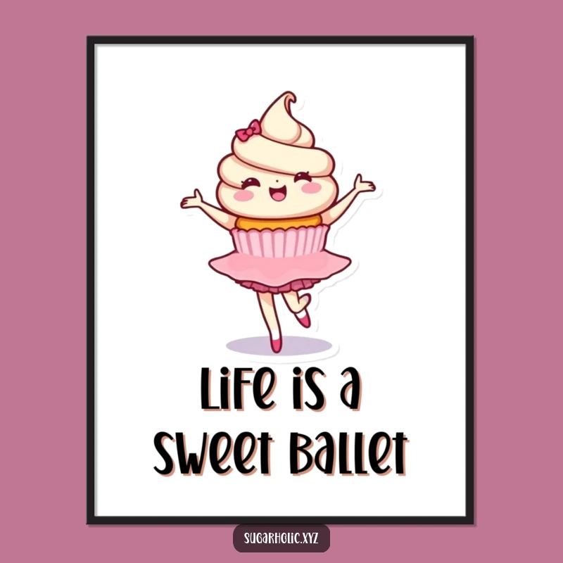 Funny Free Printable Wall Art: Cupcake Ballet Dancer - Downloadable Decor