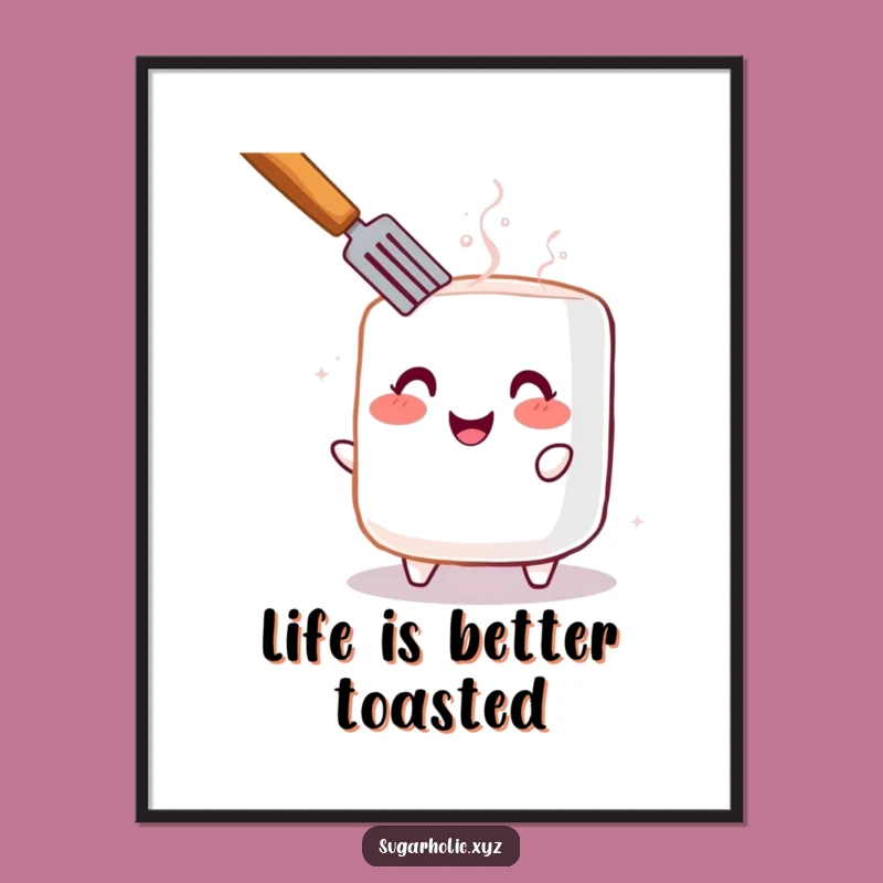 Funny Free Printable Wall Art: Adorable Toasted Marshmallow for a Cheerful Home
