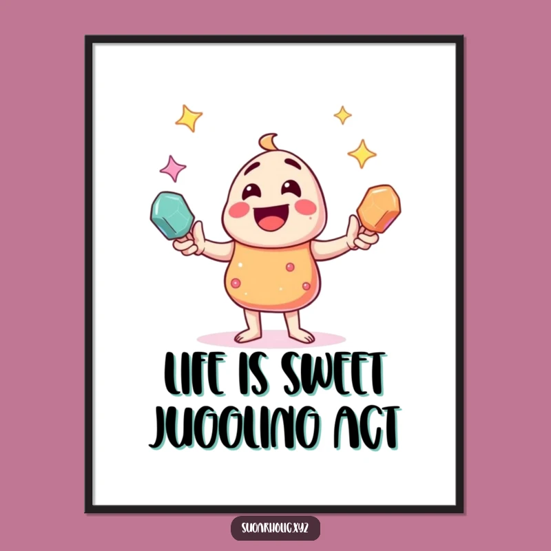Free Printable Candy Art: Juggling Rock Candies, Humorous Wall Decor