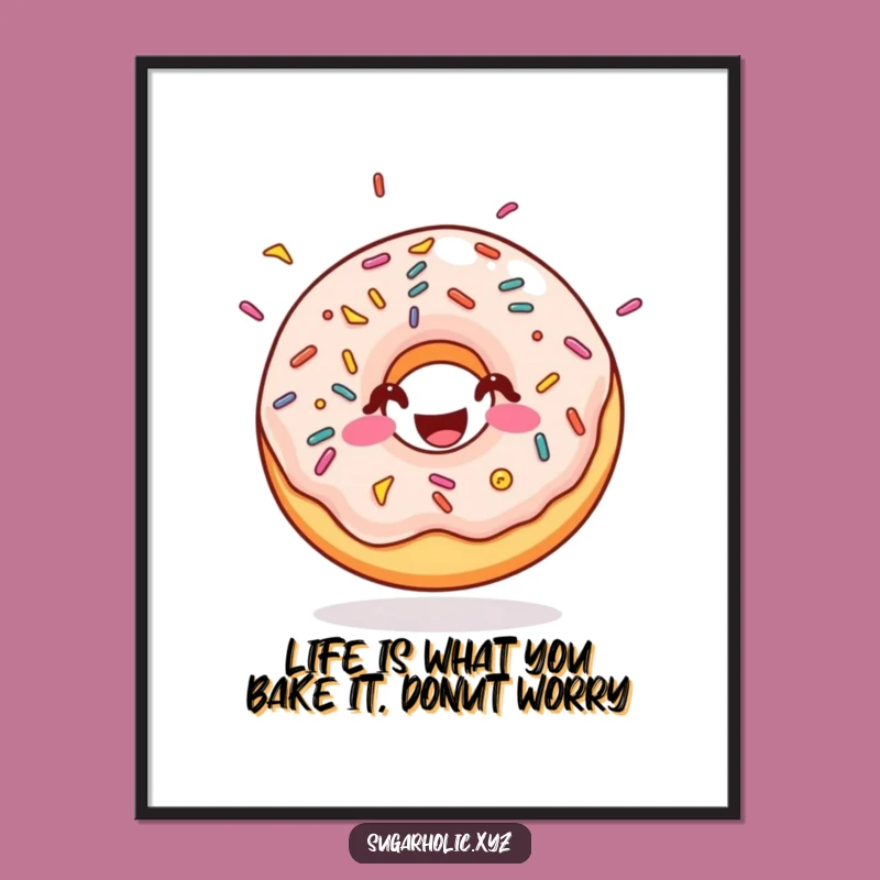 Free Printable Wall Art: Happy Doughnut Bouncing Downloadable Decor