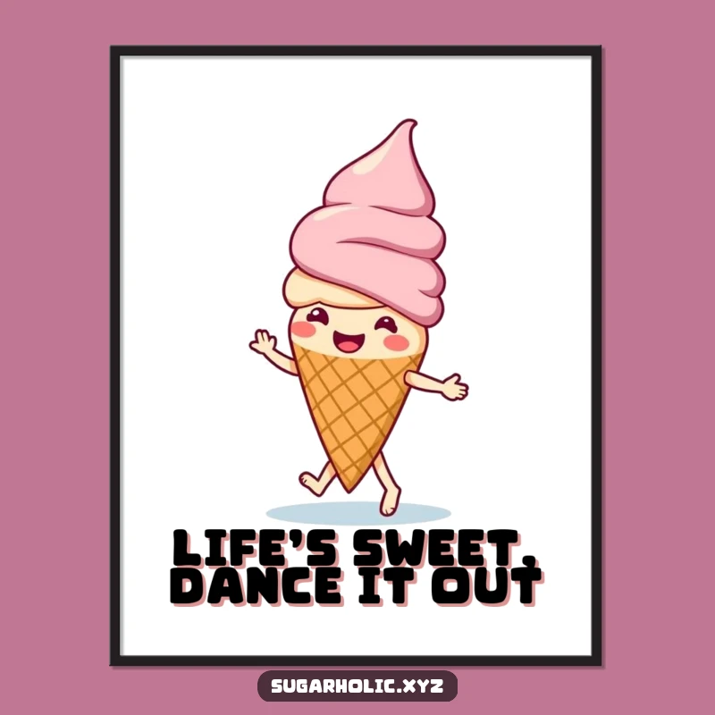 Free Printable Ice Cream Art: Jigging Cone, Humorous Wall Decor Downloadable