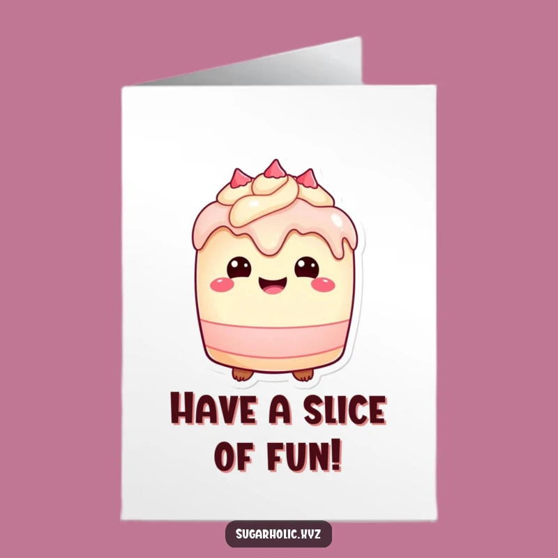 Free Printable Birthday Card: Delightful Cake Character - Dripping Frosting Fun Download