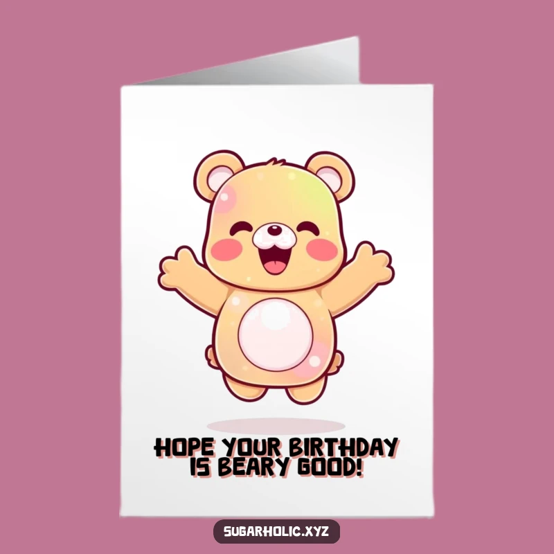 Free Printable Birthday Card: Gummy Bear Jump Downloadable Joyful Celebration