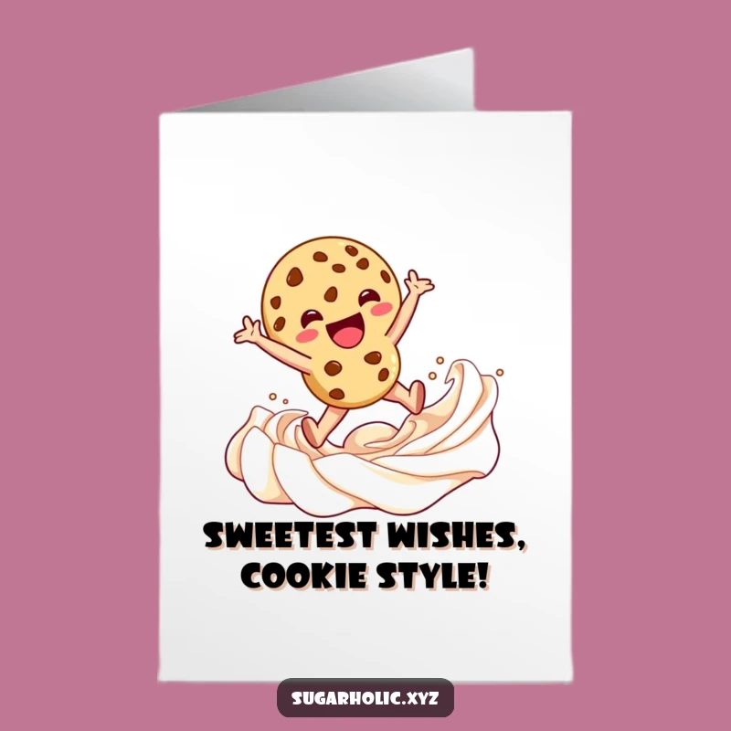 Free Printable Birthday Card: Jumping Cookie Character for a Sweet Celebration!
