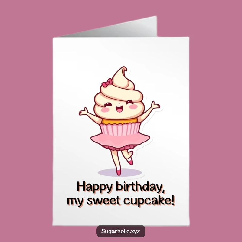 Free Printable Birthday Card: Funny Cupcake Twirl - Downloadable Celebration