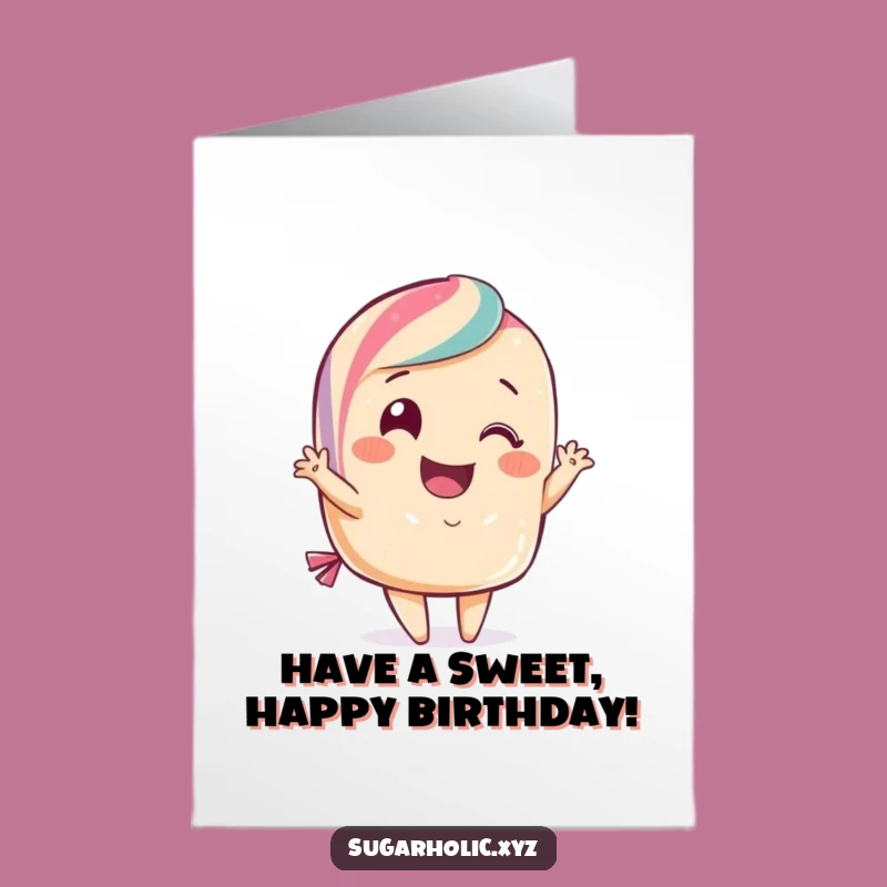 Free Printable Birthday Card: Candy Curtsy Greeting, Glamorous Downloadable Gift