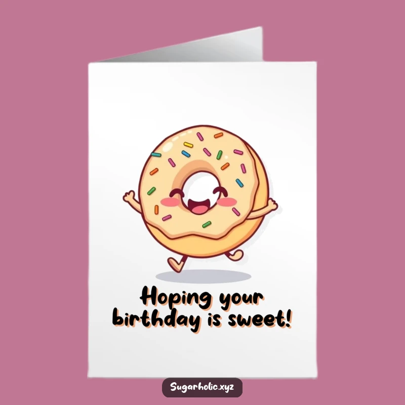 Free Printable Birthday Card: Hopping Donut Sprinkles Downloadable Joyful Wish