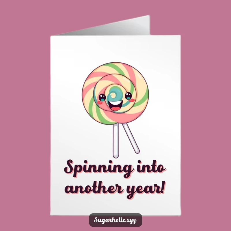 Free Printable Birthday Card: Spinning Lollipop Fun, Sweet Downloadable Gift for Wishes