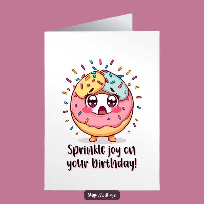 Free Printable Birthday Card: Surprised Donut, Hilarious Sprinkle Explosion Gift for Fun Parties