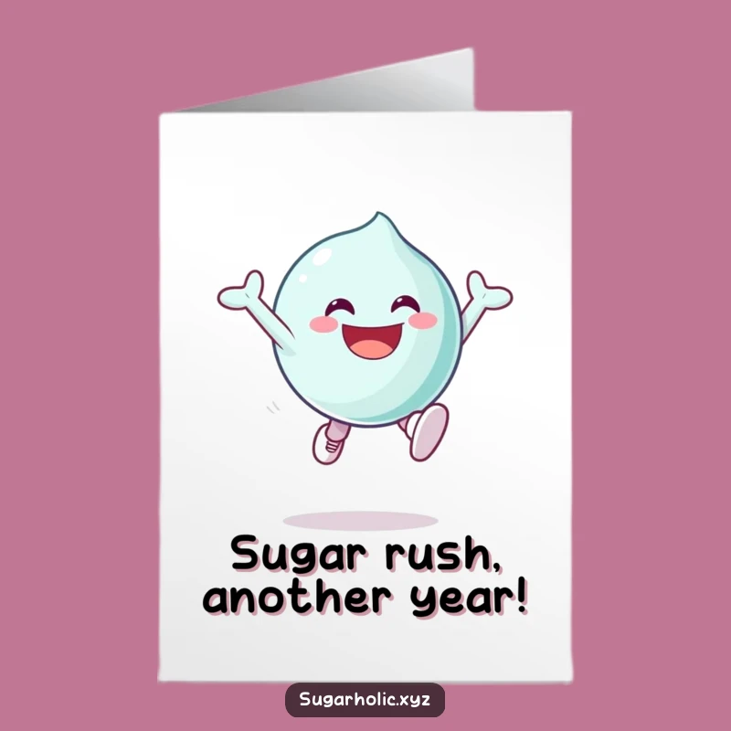 Free Printable Birthday Card: Grinning Candy Character, Hilarious Downloadable Gift for Sweet Celebrations
