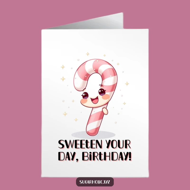 Free Printable Birthday Card: Sparkling Candy Cane Fun, Festive Downloadable Gift