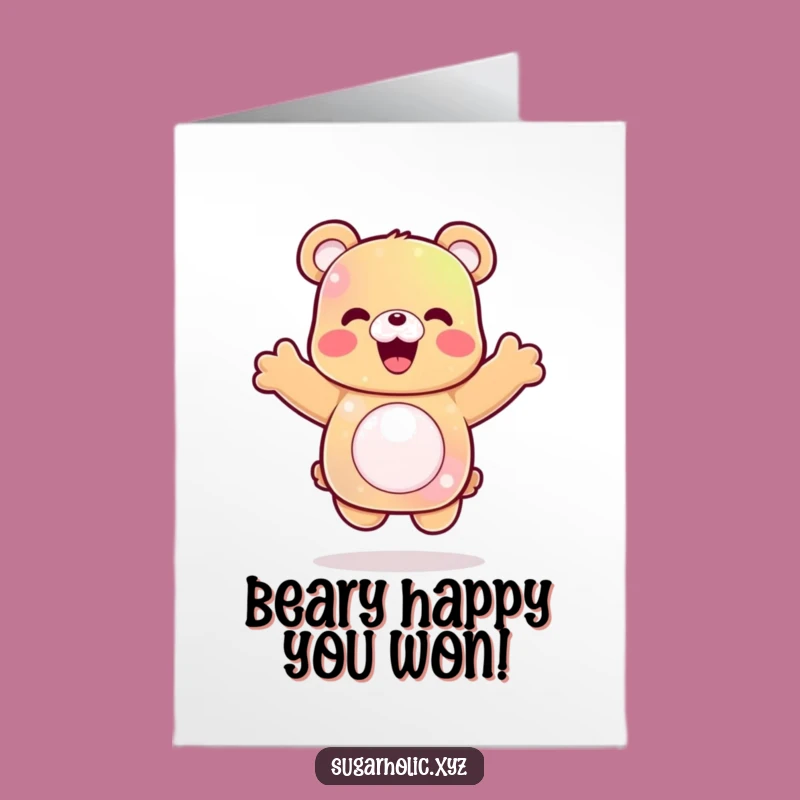 Free Printable Congrats Card: Gummy Bear Jump Downloadable Success Celebration