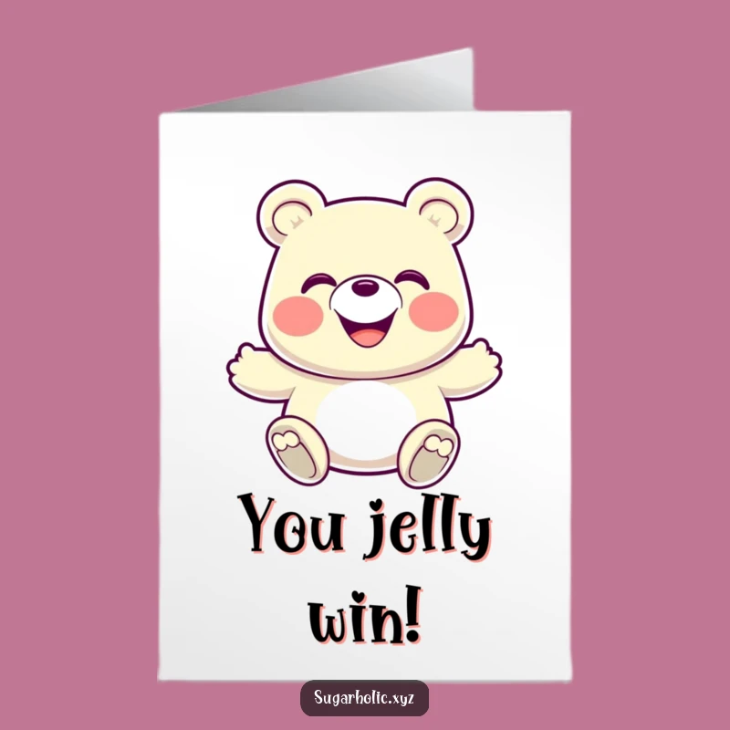 Free Printable Congrats Card: Bouncy Gummy Bear Cheers, Downloadable Joyful Celebration