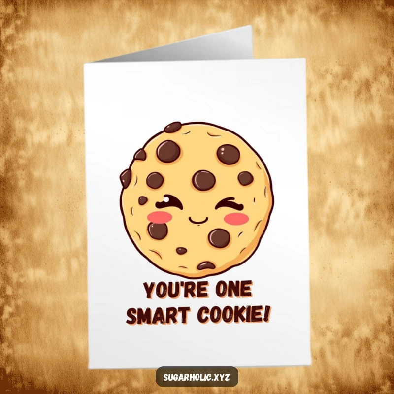 Funny Free Printable Congratulations Card: A chocolate chip cookie gives a mischievous wink.
