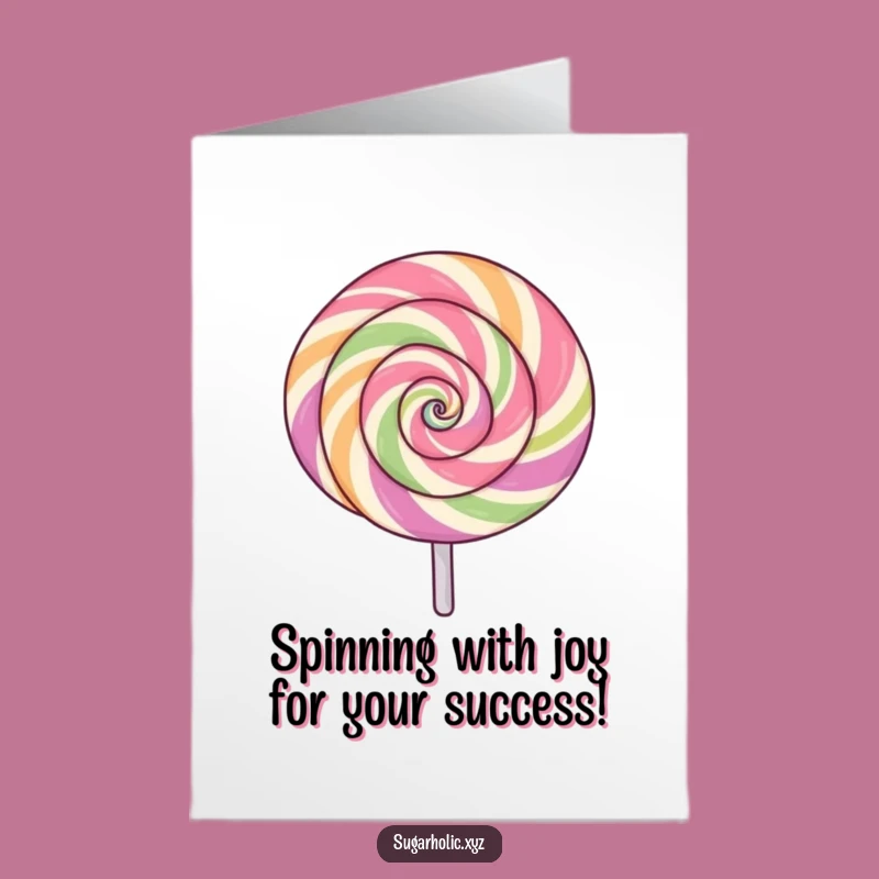 Free Printable Congrats Card: Spinning Lollipop Celebration Downloadable
