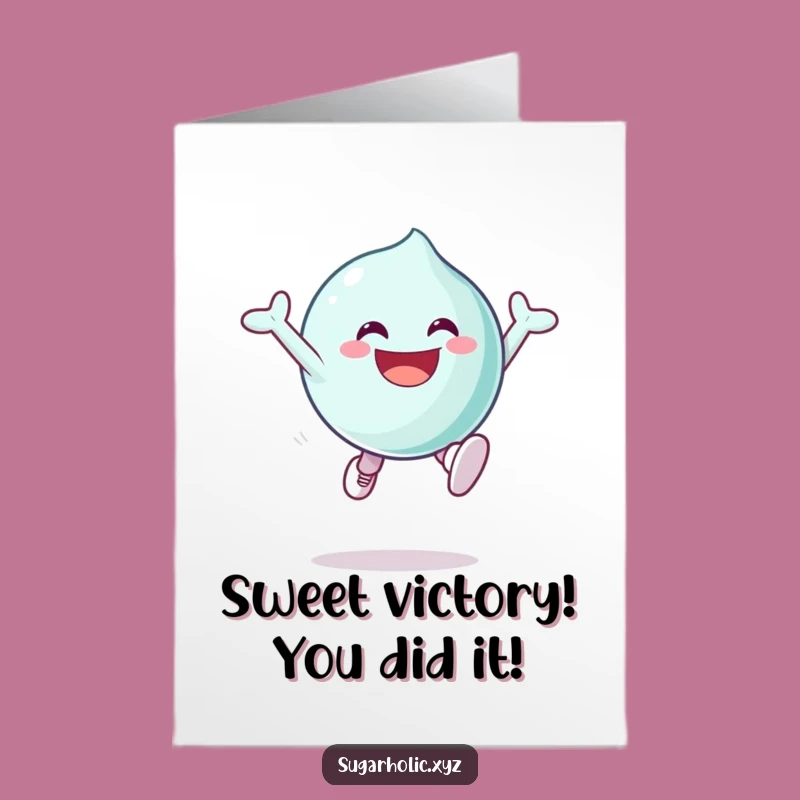 Free Printable Congratulations Card: Excited Candy Character, Funny Downloadable Gift for Big Wins