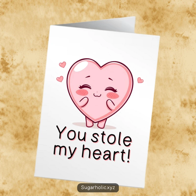 Free Printable Congratulations Card: Candy heart character with rosy cheeks cheerfully blows kisses, a delightful DIY gift.