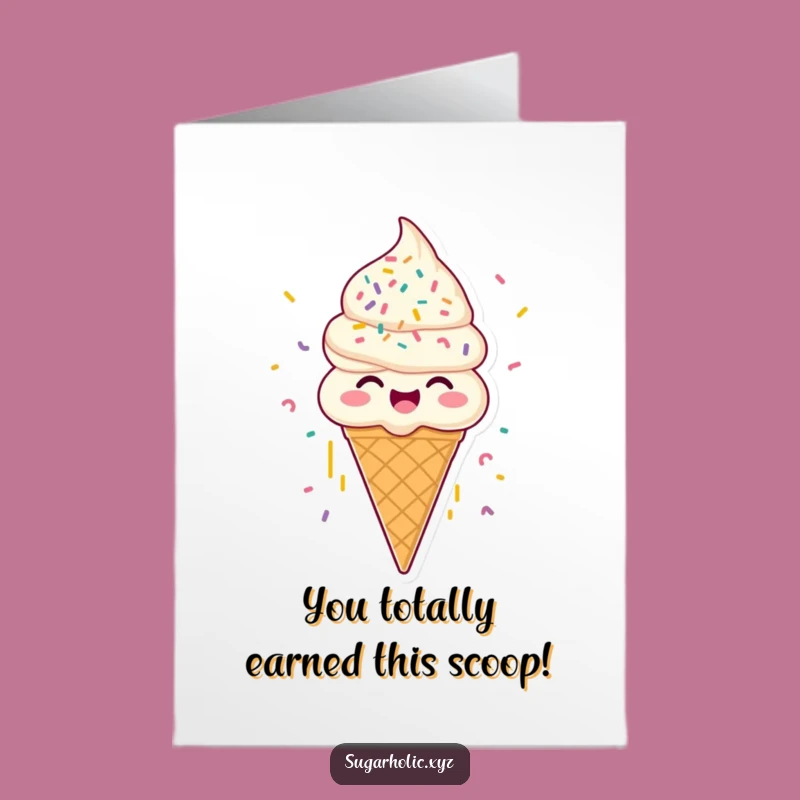 Free Printable Congrats Card: Ice Cream Cone Cheers - Downloadable Gift