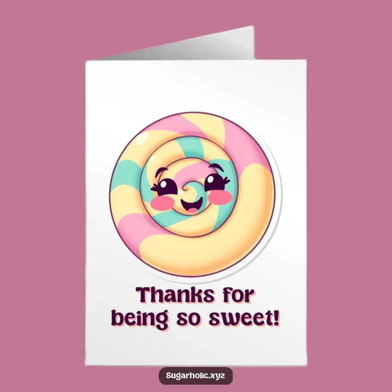 Free Printable Thank You Card: Grateful Candy Swirl Expresses Thanks, Downloadable!
