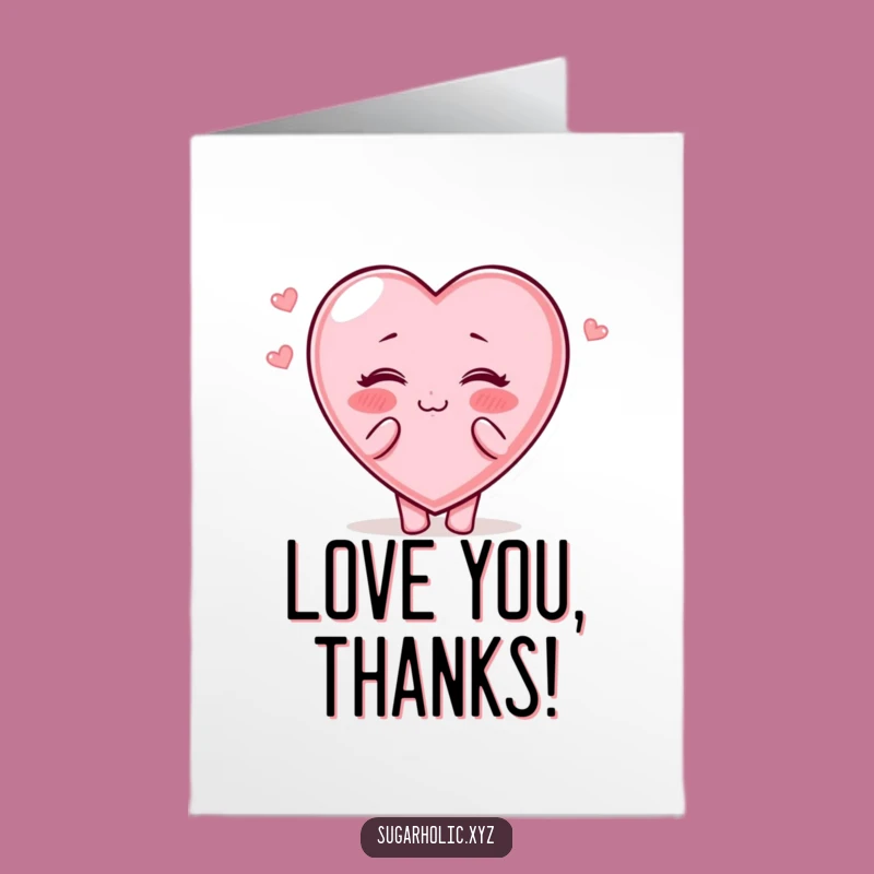 Free Printable Thank You Card: Kissing Candy Heart - Sweet Downloadable Gesture