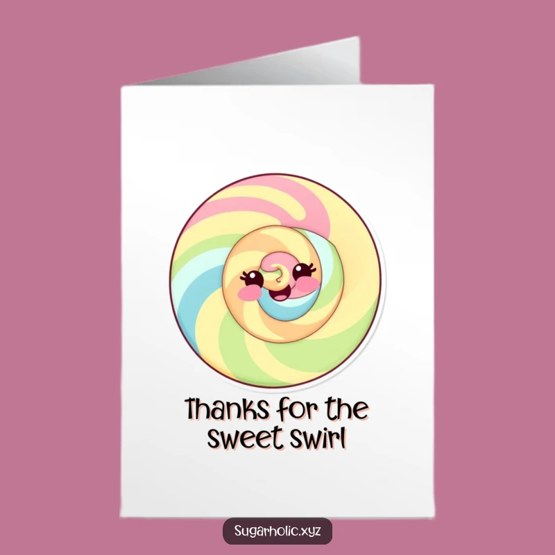 Free Printable Thank You Card: Smiling Candy Swirl for a Sweet Thanks
