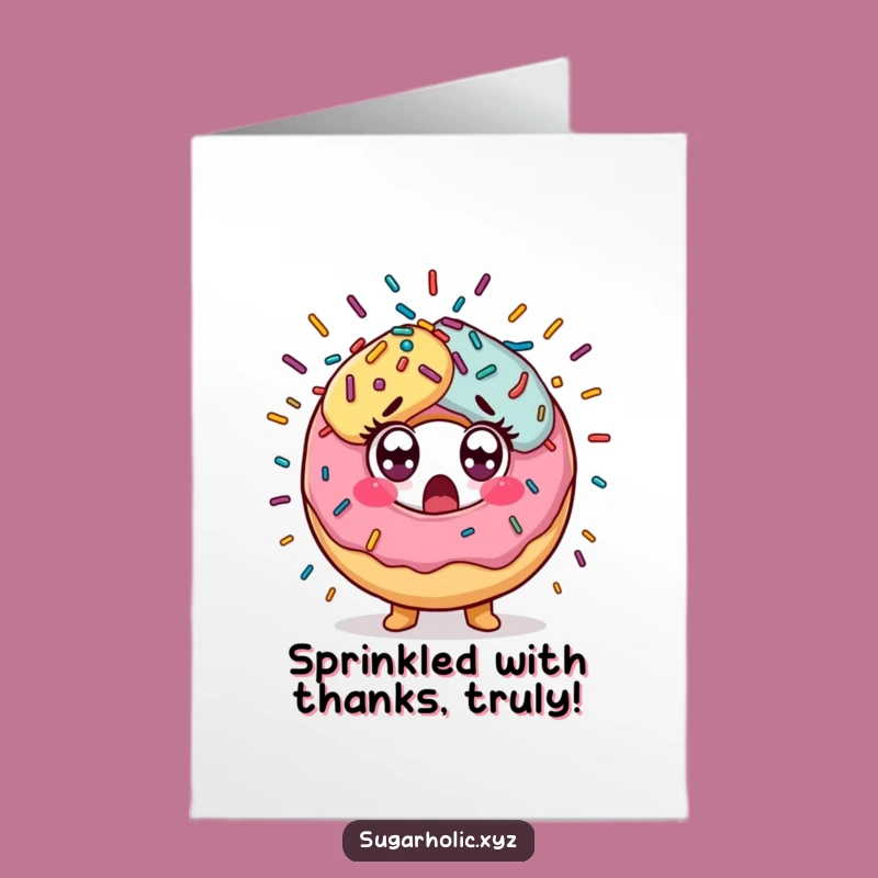 Free Printable Thank You Card: Surprised Donut, Funny Sprinkle Gift for Sweet Thanks