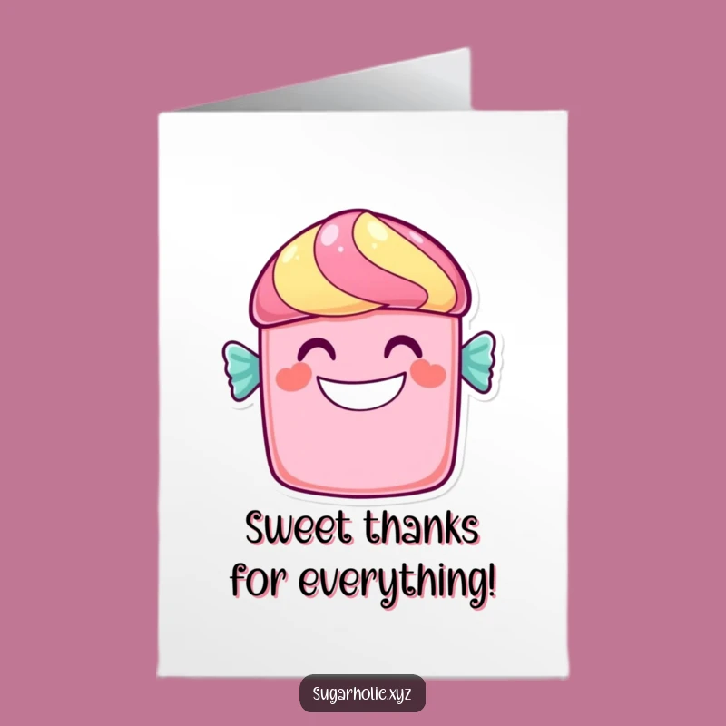 Free Printable Thank You Card: Sweet Candy Bar Grin Downloadable Gratitude