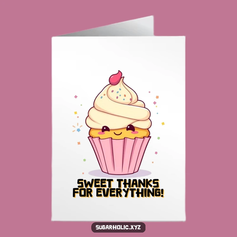 Free Printable Thank You Card: Glitter Cupcake - Funny Downloadable Gift