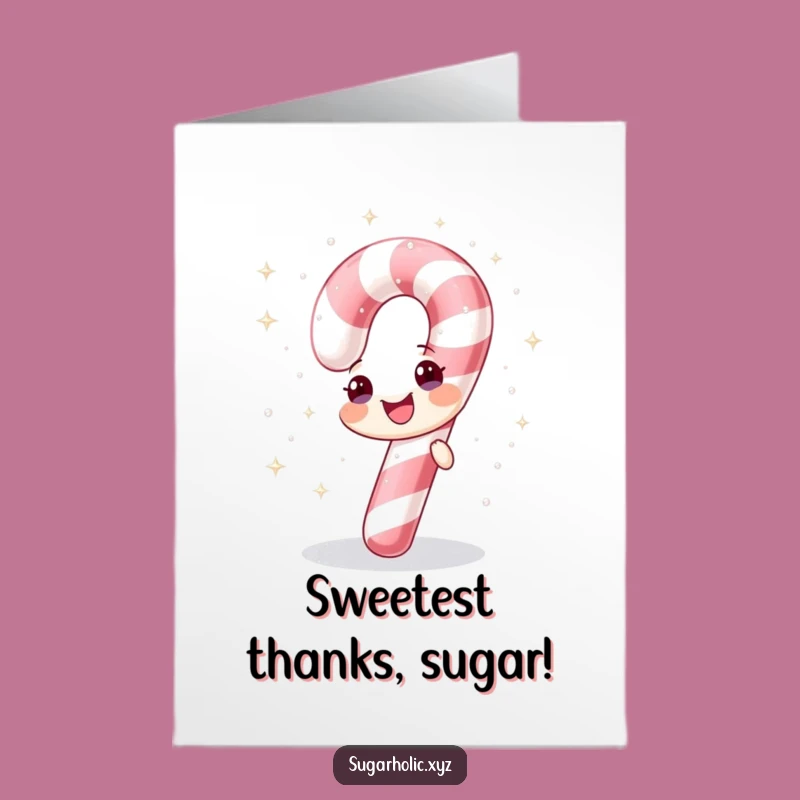Thank You Free Printable Card: Sparkling Candy Cane, Sweet Downloadable Gratitude