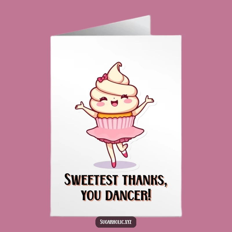 Free Printable Thank You Card: Funny Cupcake Twirl - Elegant Gratitude